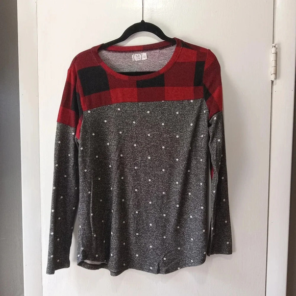 Long Sleeve Tees Bundle of 3 Yellow Purple Striped Black Red Buffalo Plaid Small - Picture 8 of 16